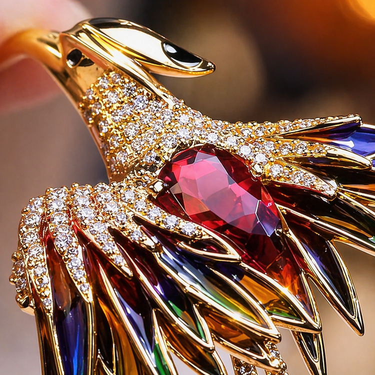 Phoenix Ruby Brooch