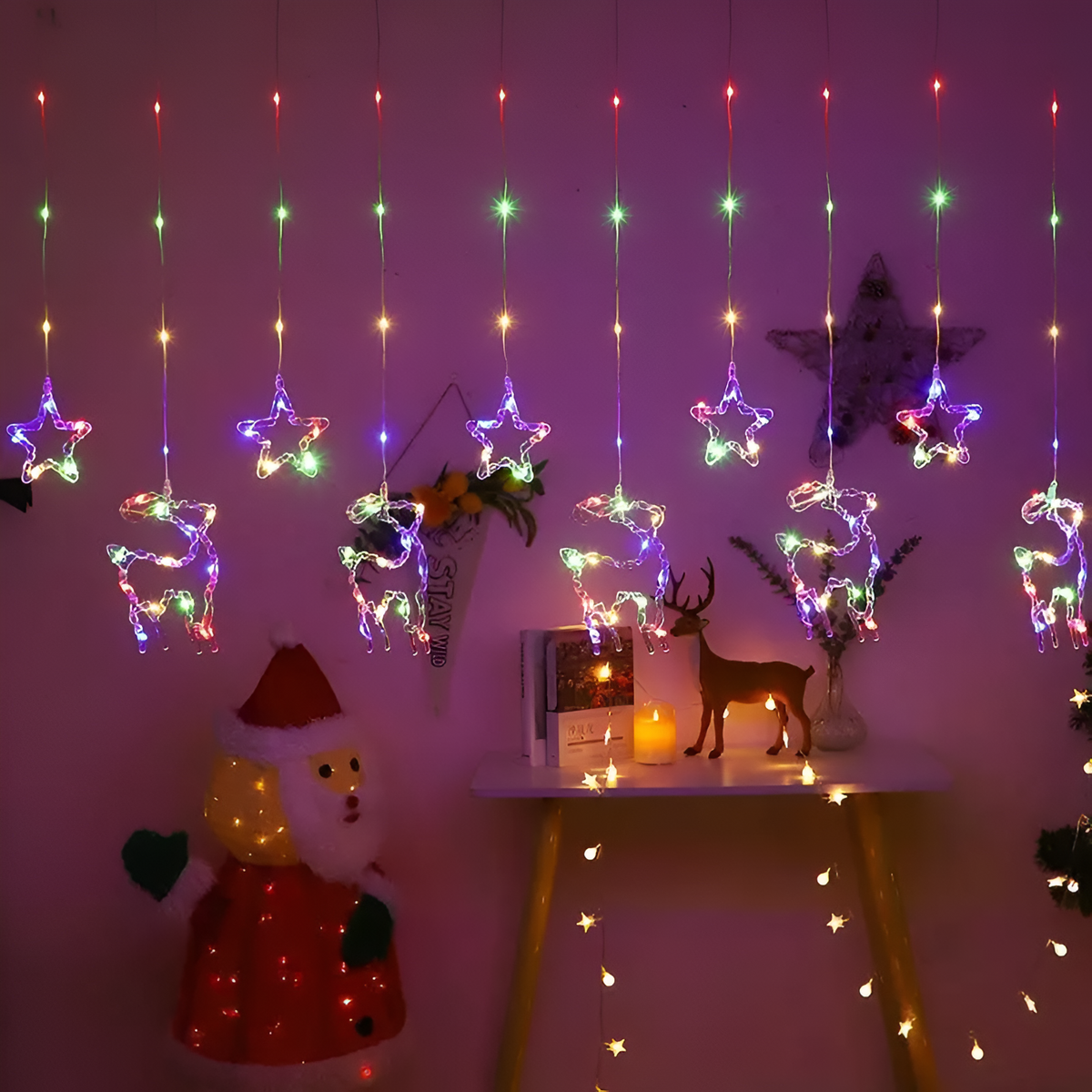 Reindeer Curtain Lights