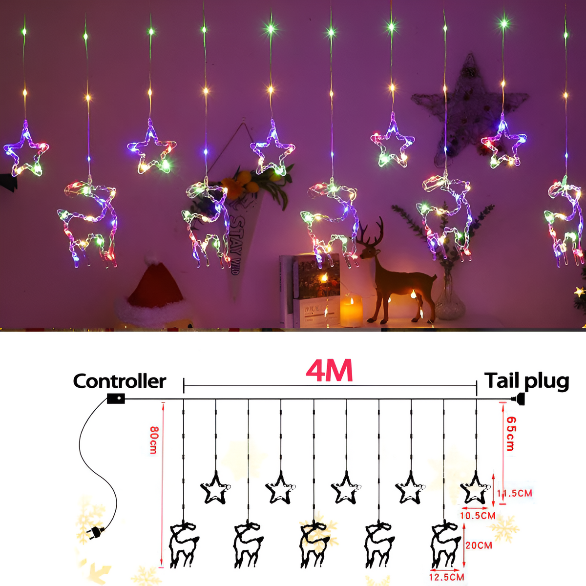 Reindeer Curtain Lights