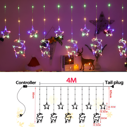 Reindeer Curtain Lights