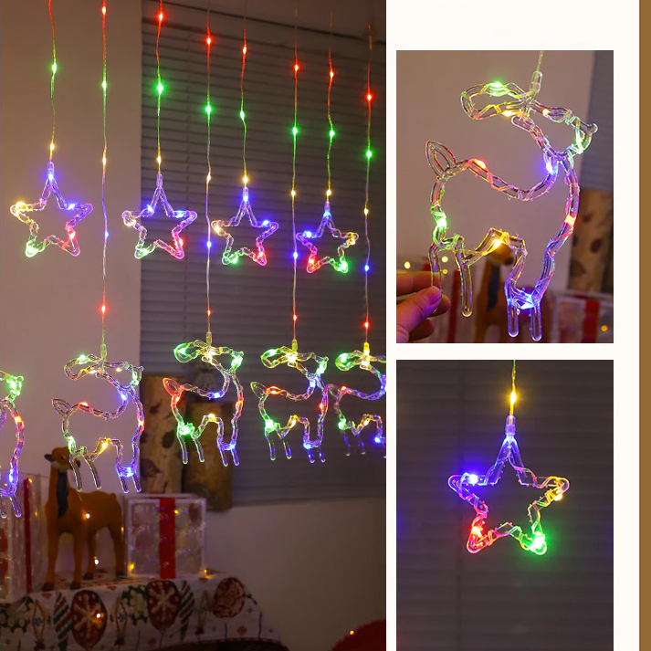 Reindeer Curtain Lights