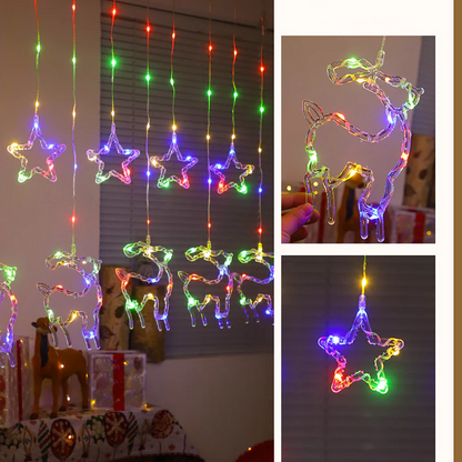 Reindeer Curtain Lights
